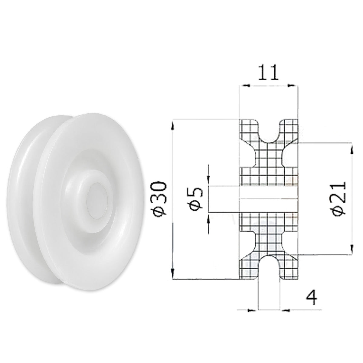Seilrolle mit Gleitlager Ø 30 mm Polyamid Kunststoffrolle für Seil Ø 4 mm C30/4