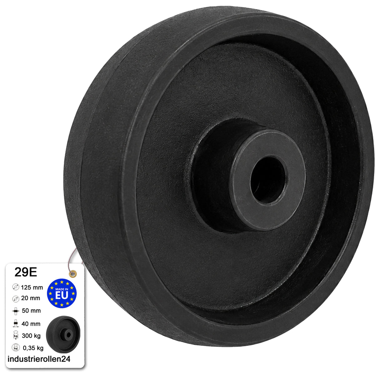 Polyamid Rolle Ø 125 mm PA66 GF30 bis 250°C Hitzebeständig Industrie Rad 29E