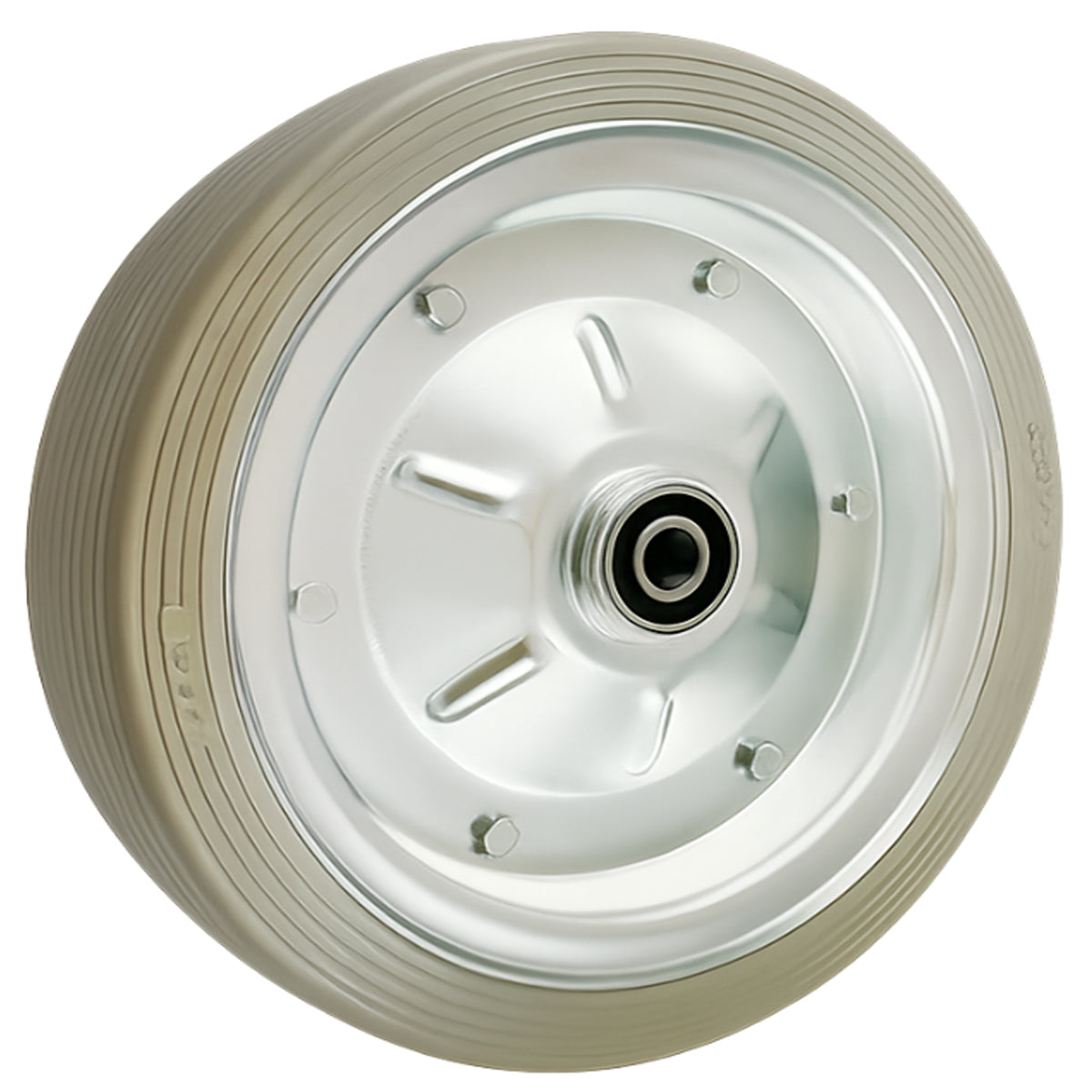 Ersatzrad Ø350 mm – Graues, nicht abfärbendes Vollgummi Industrierad mit Kugellager für Transportwagen, Code: 350LLS