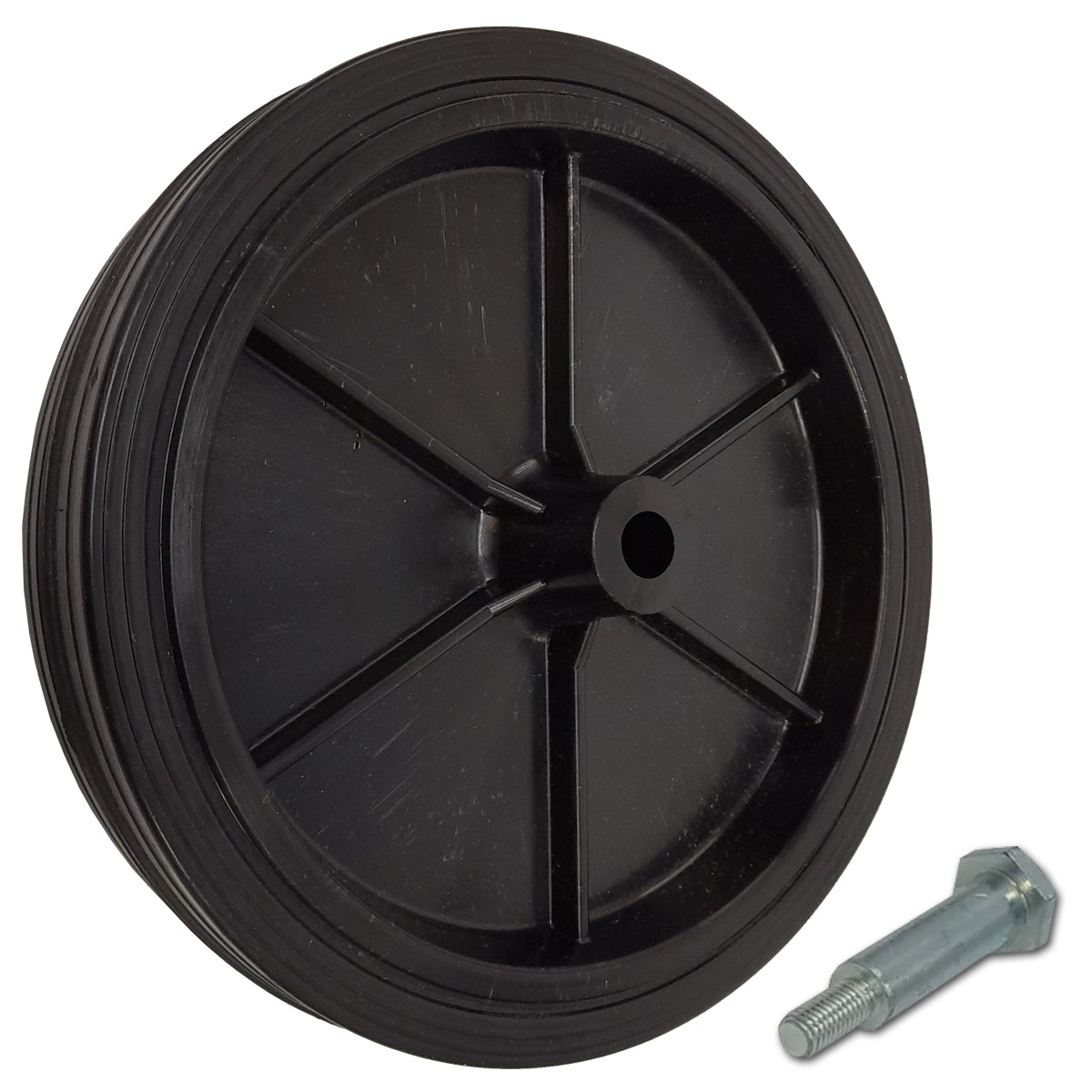 Rasenmäherrad 200 mm – Universal Ersatzrad aus Vollgummi + Montage-Set, Code: K200*M10