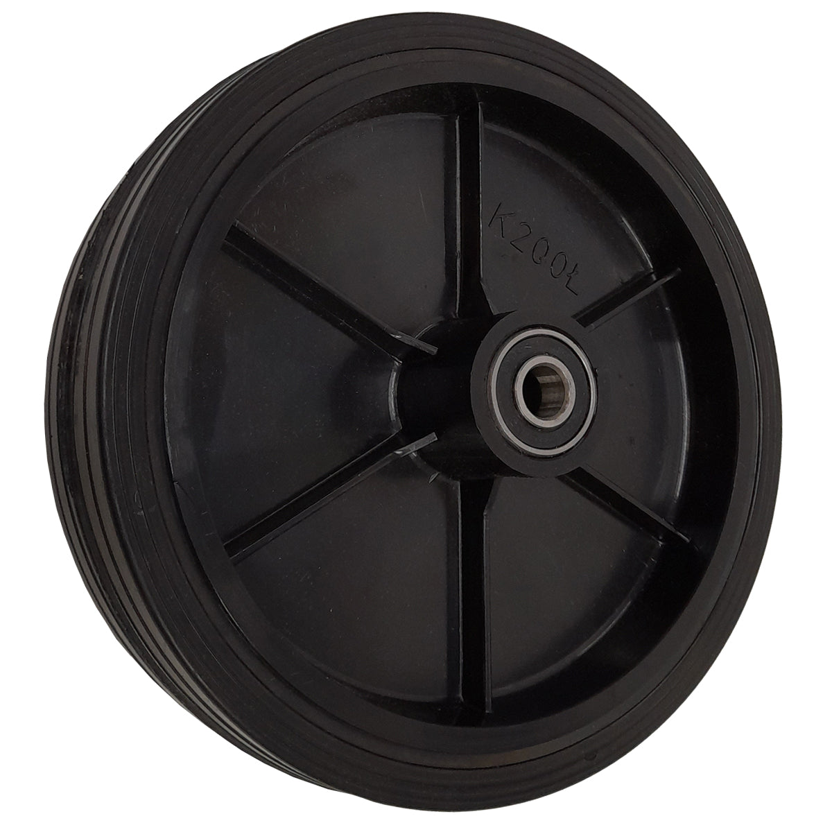 Rasenmäherrad 200 mm – Universal Ersatzrad aus Vollgummi mit Kugellager + Montage-Set, Code: K200LL*M10