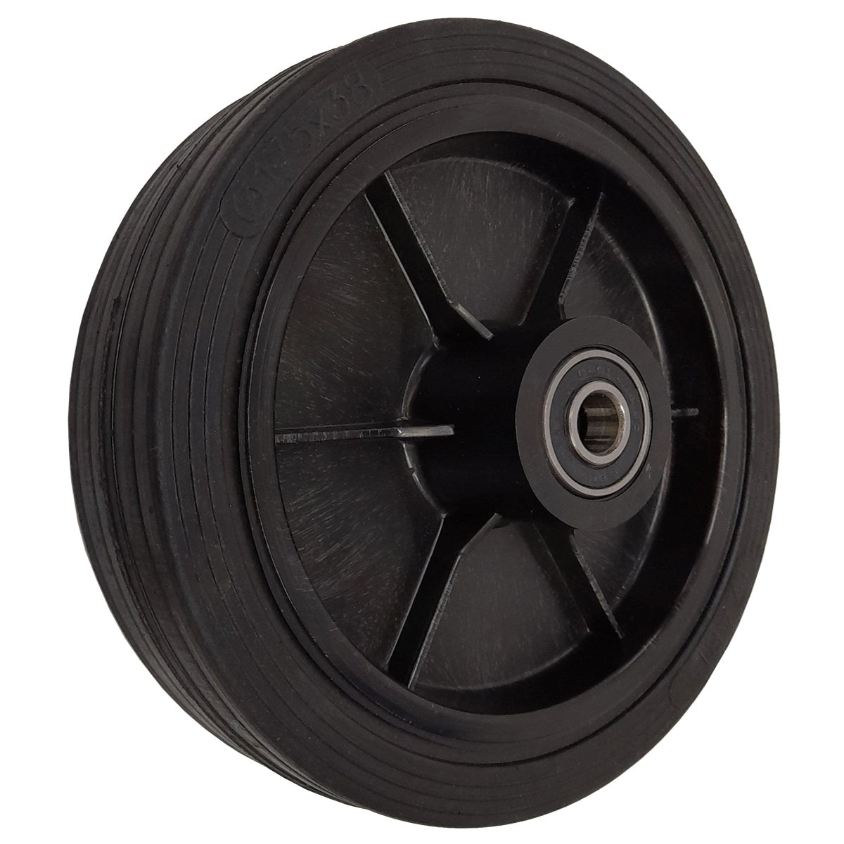 Rasenmäherrad 175 mm – Universal Ersatzrad aus Vollgummi mit Kugellager, Code: K175LL