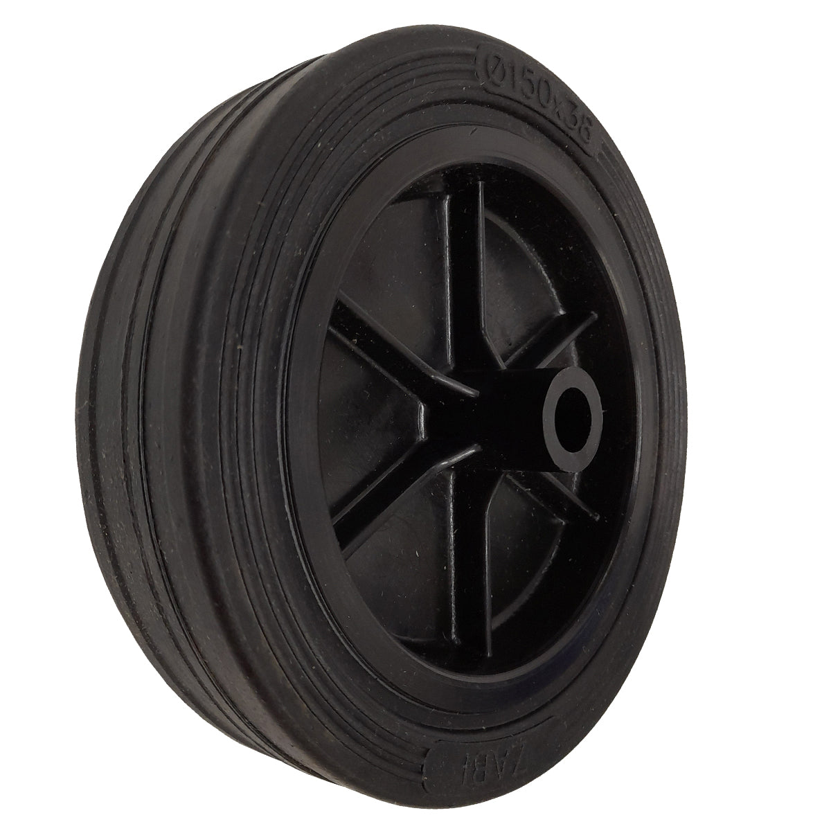 Rasenmäherrad 150 mm – Universal Ersatzrad aus Vollgummi + Montage-Set, Code: K150*M10