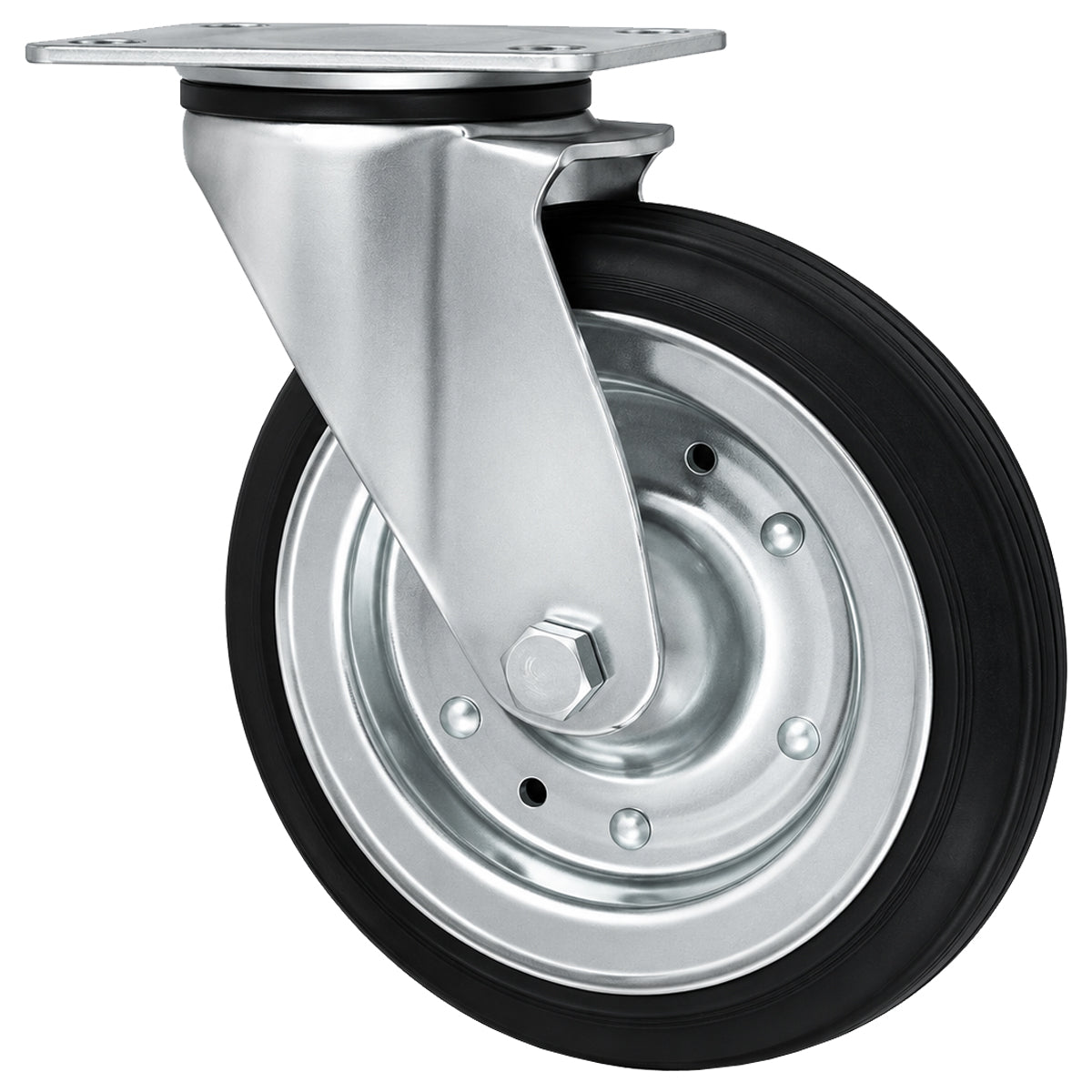 Metall-Gummiräder mit Befestigungsplatte Lenkrolle Ø200 mm mit Platte Code: 62RW