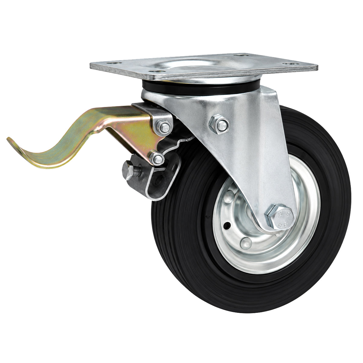 Metall-Gummiräder mit Befestigungsplatte und Bremse Lenkrolle Ø180 mm Code: 55H