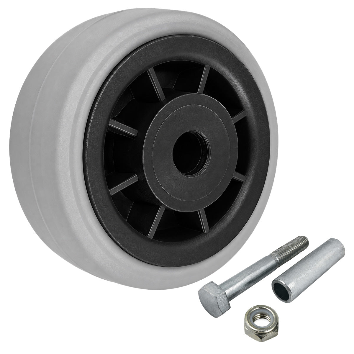 Kunststoff-Gummirrad Ø 80 mm Industrie Gummirad mit Montagesatz Code: 2TS