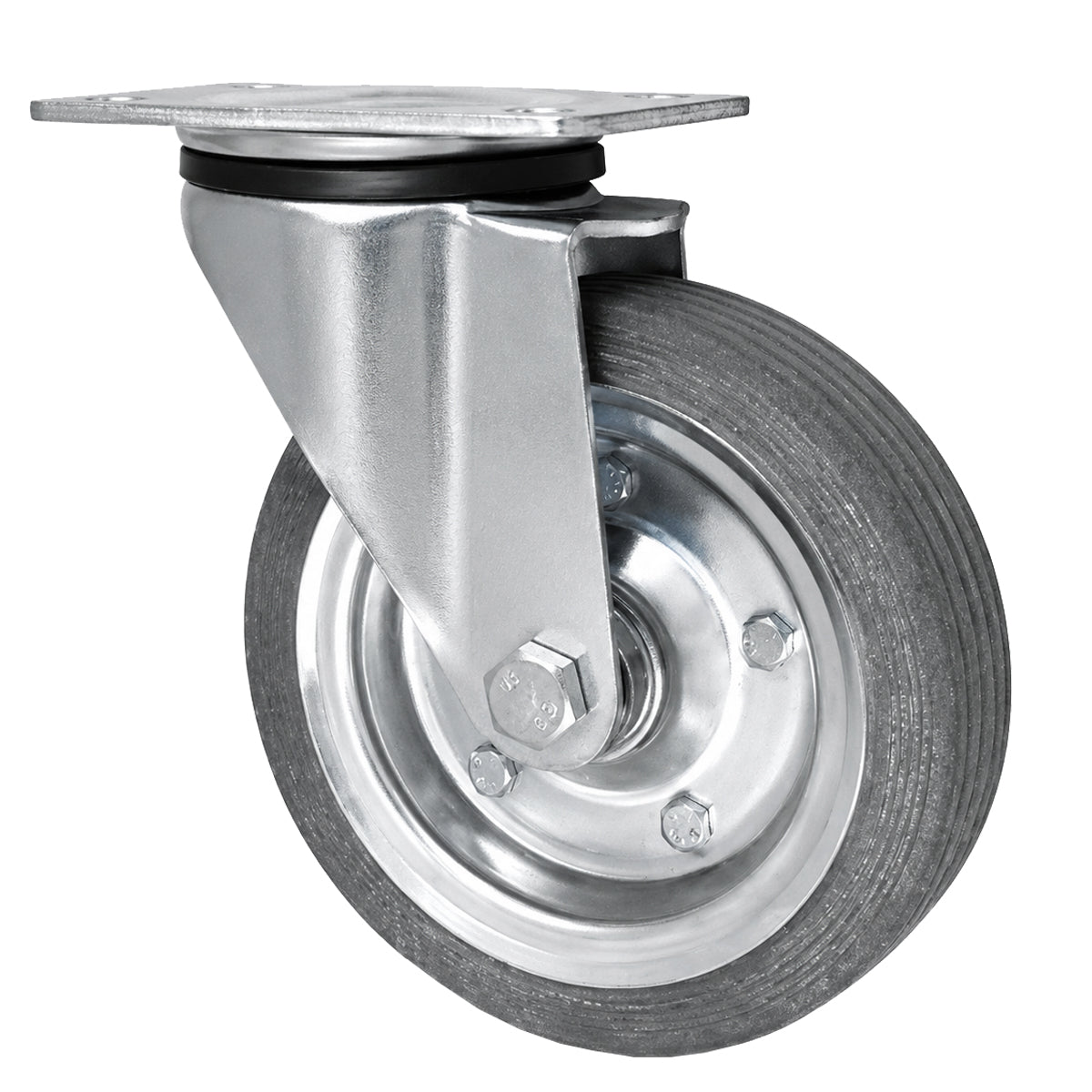 Metall-Gummiräder mit Befestigungsplatte Lenkrolle Ø160 mm mit Platte Code: 42NSW