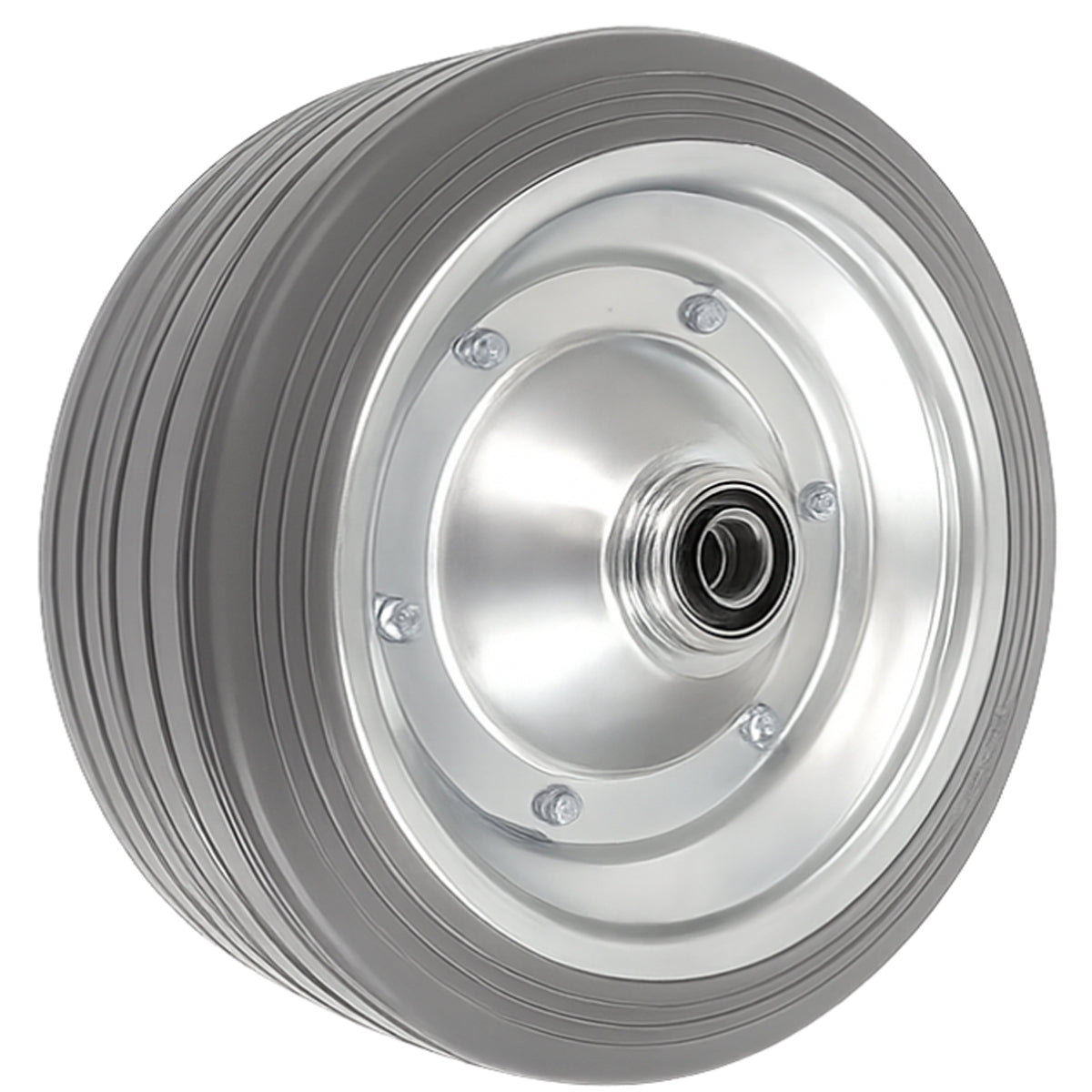 Ersatzrad Ø280 mm – Graues, nicht abfärbendes Vollgummi Industrierad mit Kugellager für Transportwagen, Code: 280LLS/25