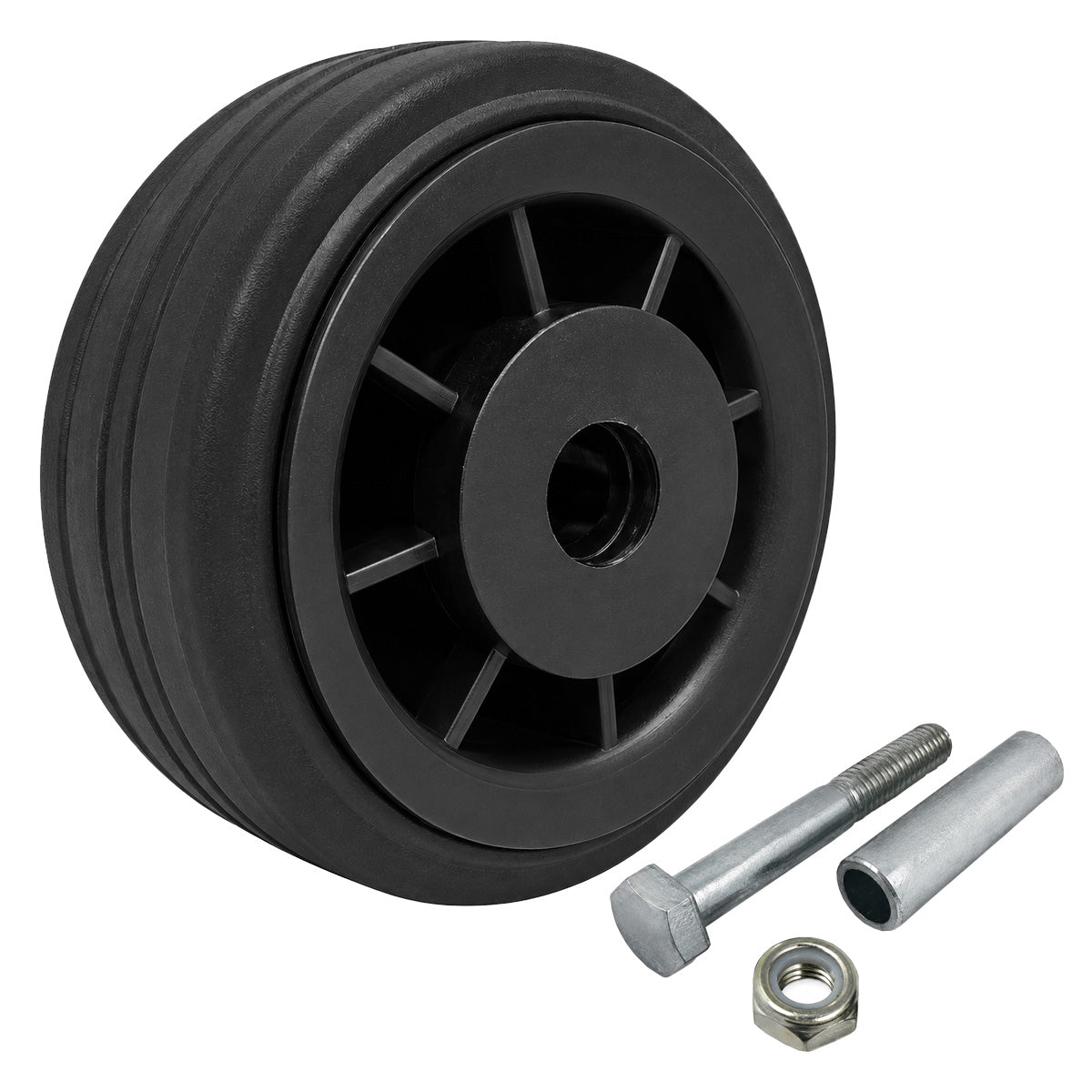 Kunststoff-Gummirrad Ø 80 mm Industrie Gummirad mit Montagesatz Code: 2T