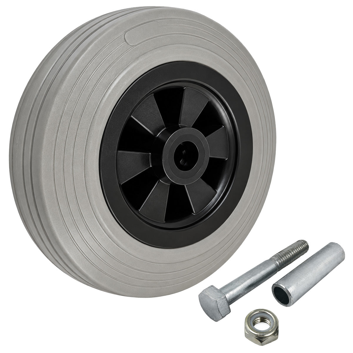 Kunststoff-Gummirrad Ø 200 mm Industrie Gummirad mit Montagesatz Code: 61TSX