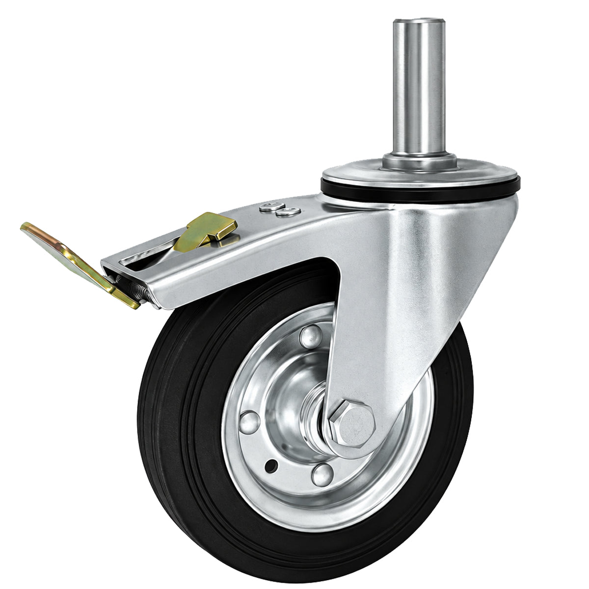 Metall-Gummiräder mit Befestigungsstift und Bremse Lenkrollen  Ø160 mm Code: 46H*28