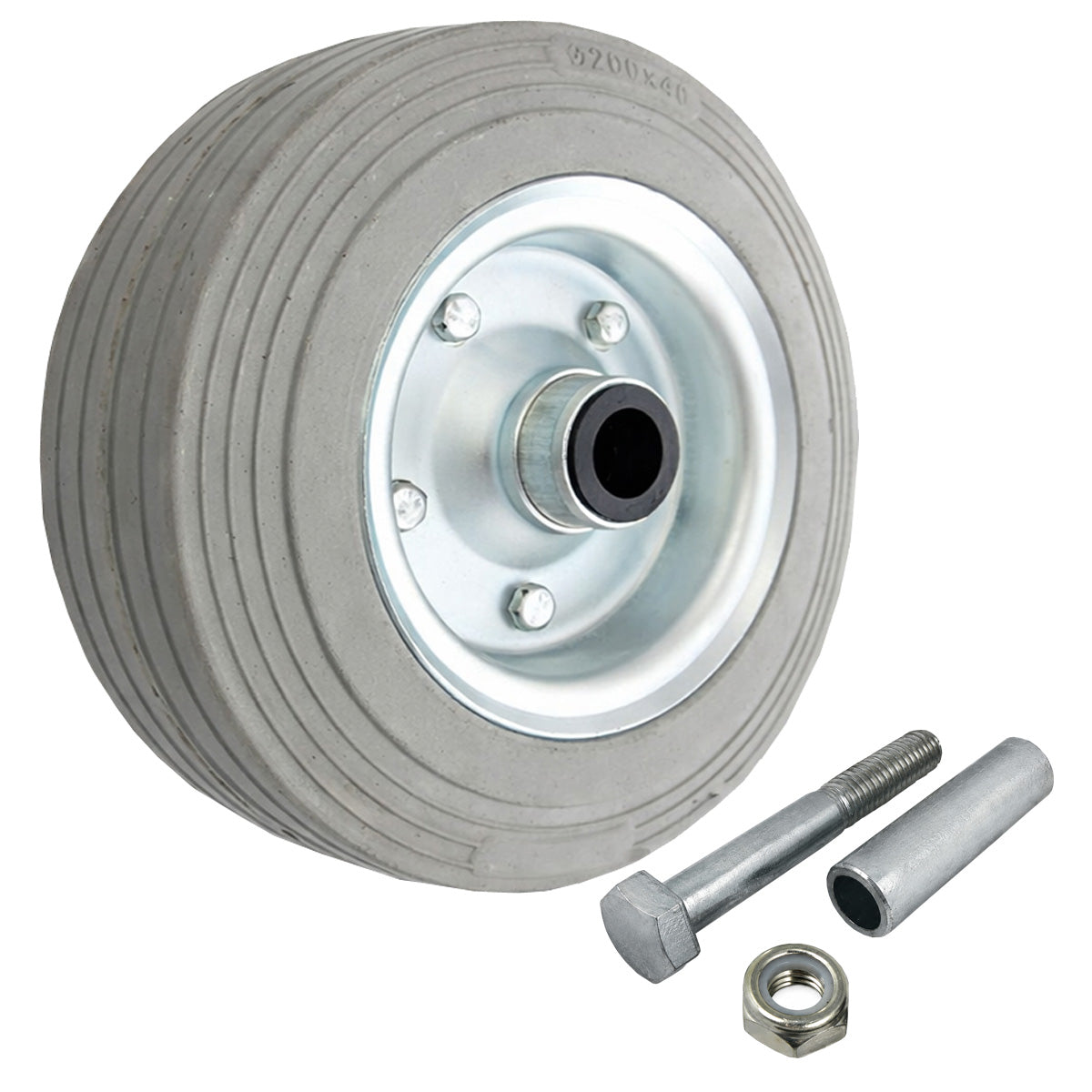 Metall-Gummiräder 200 mm mit Montage-Set – robuste Räder für Transport & Industrie Code: 61NS