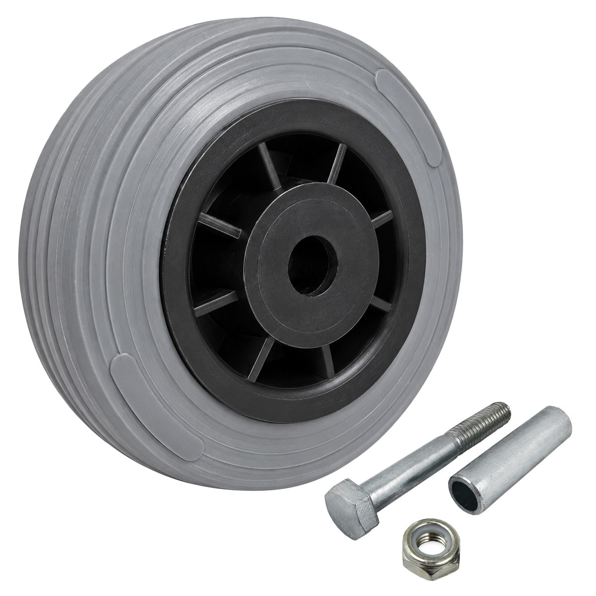 Kunststoff-Gummirrad Ø 100 mm Industrie Gummirad mit Montagesatz Code: 11TS