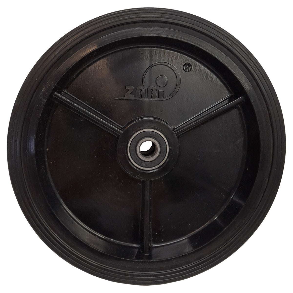 Rasenmäherrad 200 mm – Universal Ersatzrad aus Vollgummi mit Kugellager + Montage-Set, Code: K200LL*M10