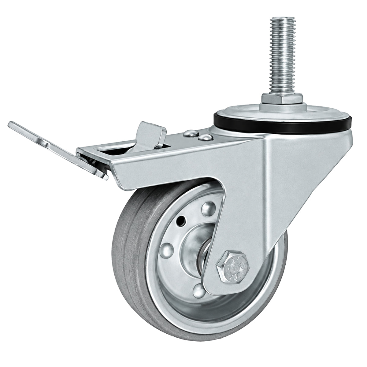 Metall-Gummiräder mit Befestigungsstift und Bremse Lenkrollen  Ø80 mm Code: 7SH*M12