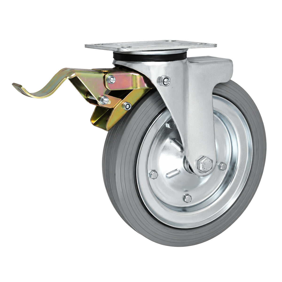 Metall-Gummiräder mit Befestigungsplatte und Bremse Lenkrolle Ø250 mm Code: 95SH