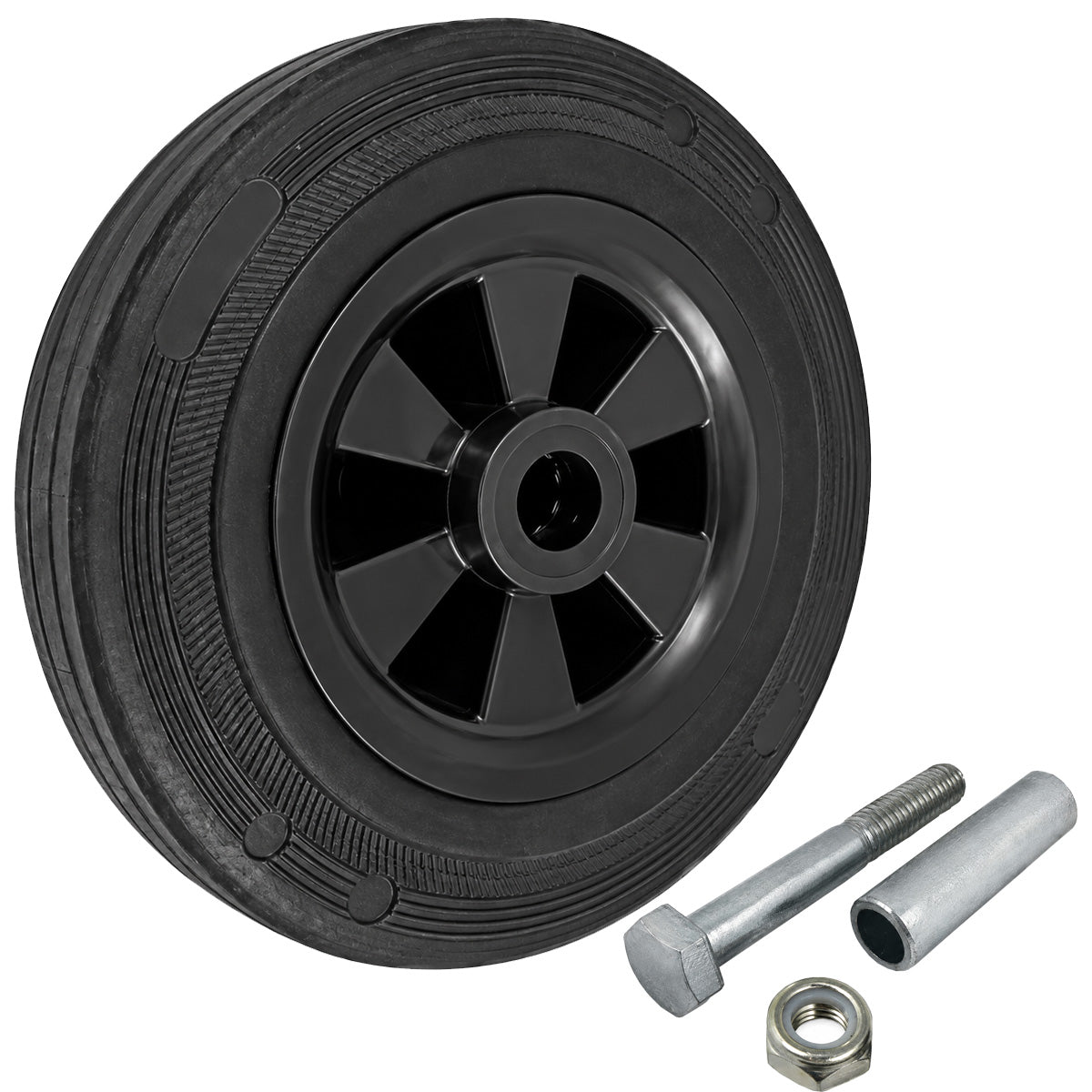 Kunststoff-Gummirrad Ø 200 mm Industrie Gummirad mit Montagesatz Code: 61T