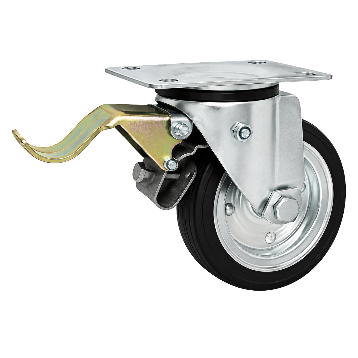 Metall-Gummiräder mit Befestigungsplatte und Bremse Lenkrolle Ø140 mm Code: 35H