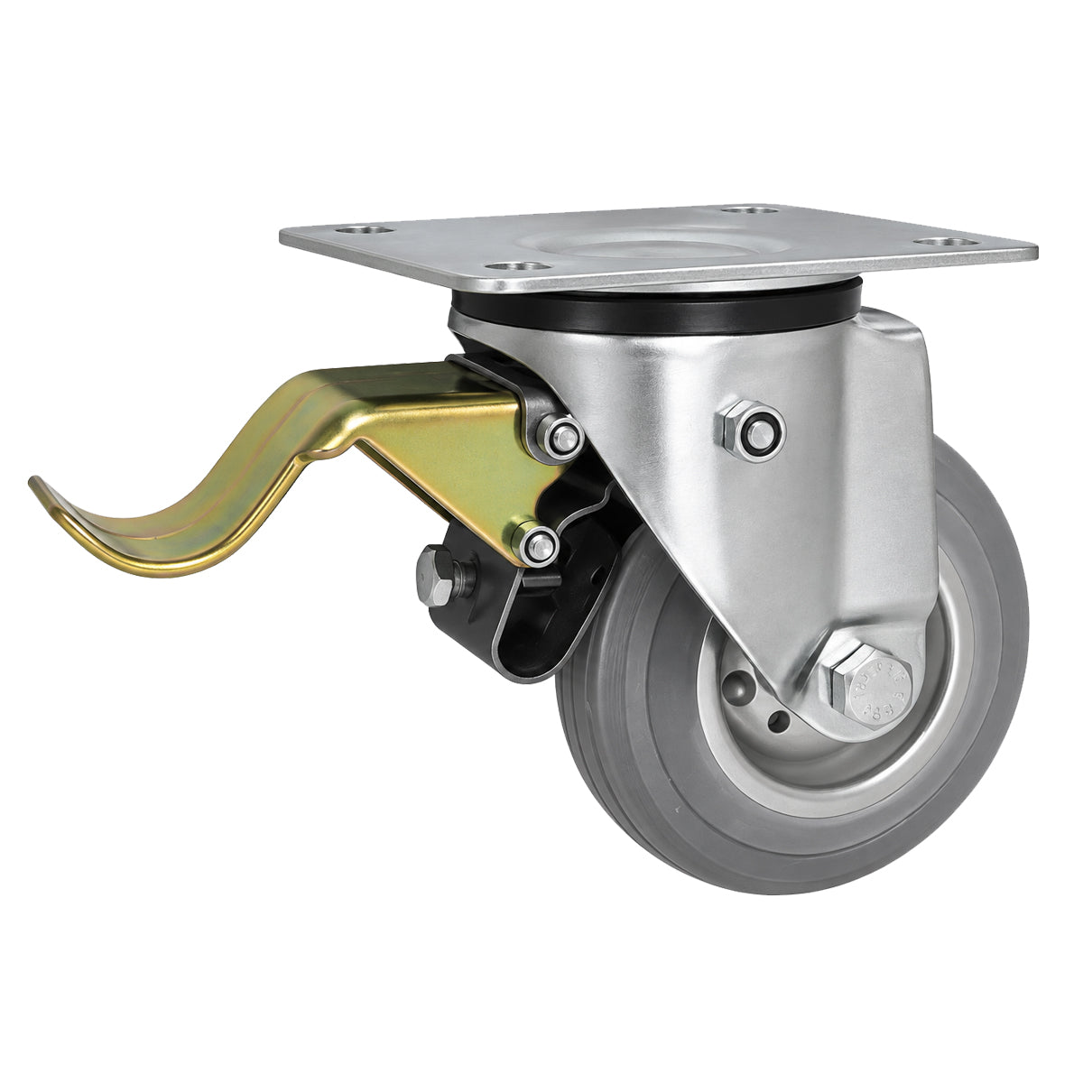 Metall-Gummiräder mit Befestigungsplatte und Bremse Lenkrolle Ø125 mm Code: 25SH