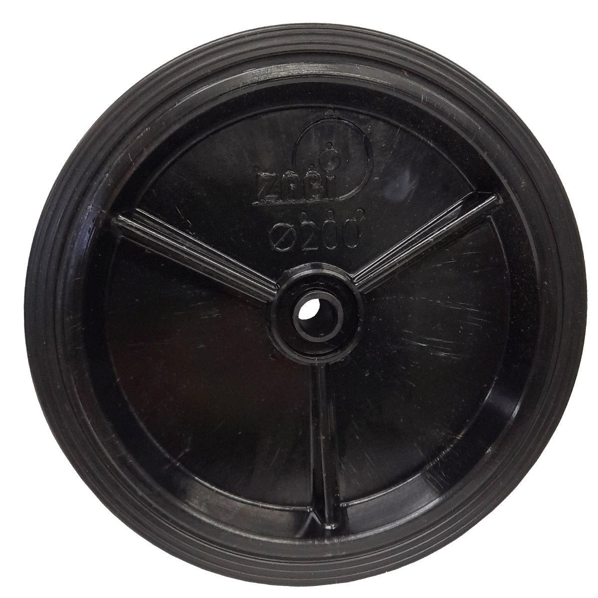 Rasenmäherrad 200 mm – Universal Ersatzrad aus Vollgummi + Montage-Set, Code: K200*M10