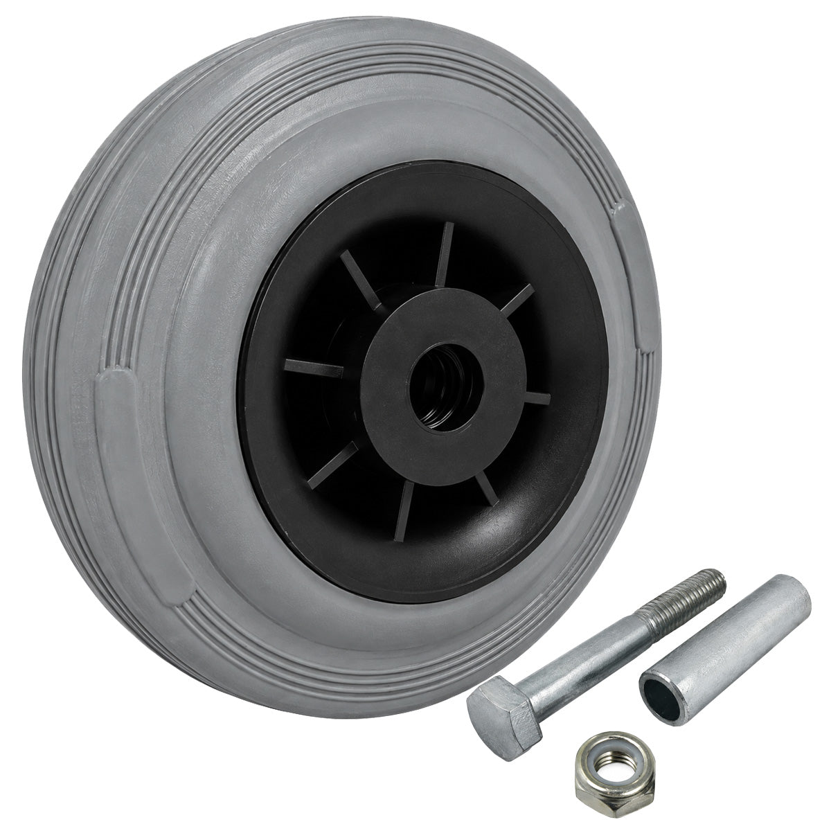 Kunststoff-Gummirrad Ø 125 mm Industrie Gummirad mit Montagesatz Code: 21TS