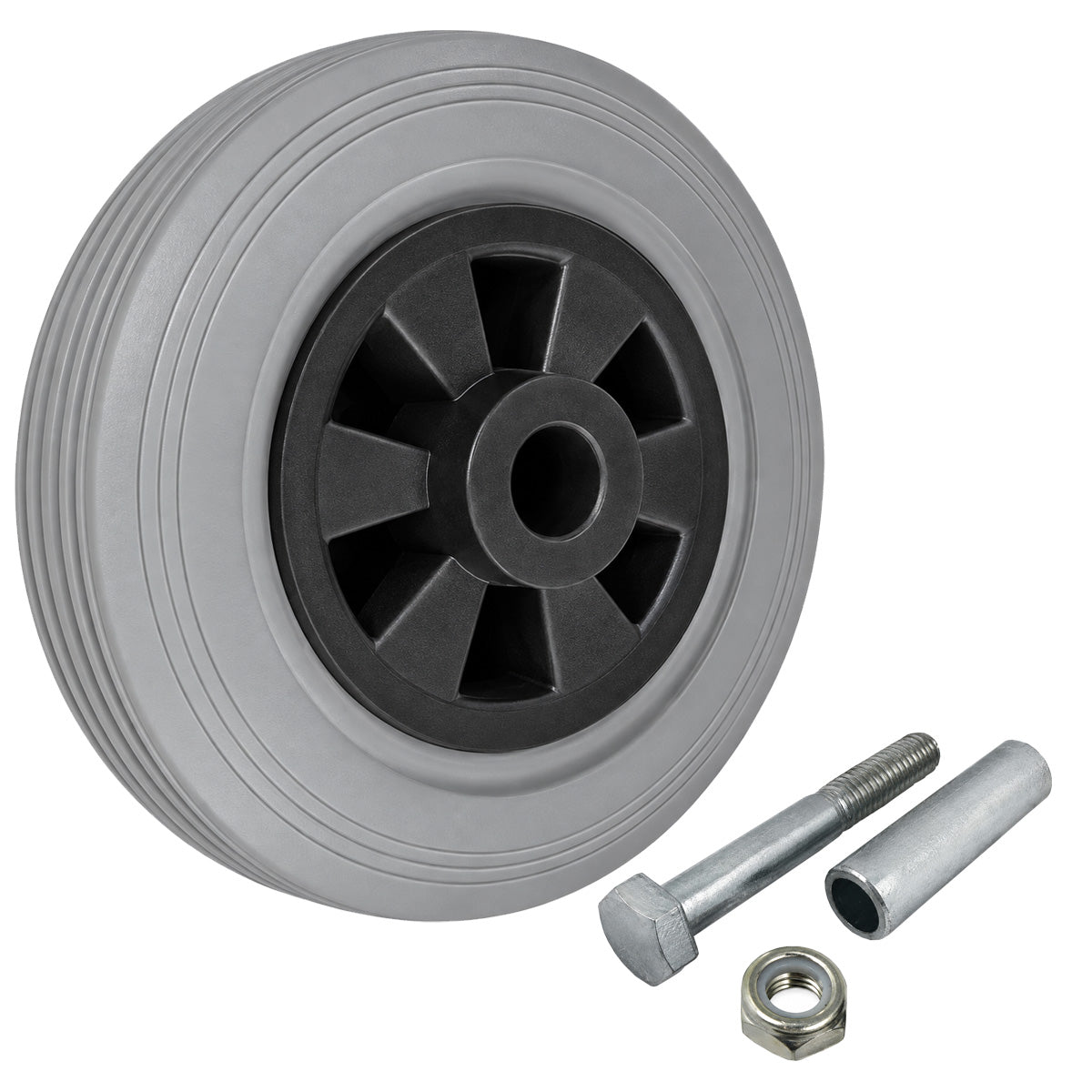 Kunststoff-Gummirrad Ø 160 mm Industrie Gummirad mit Montagesatz Code: 41TSX