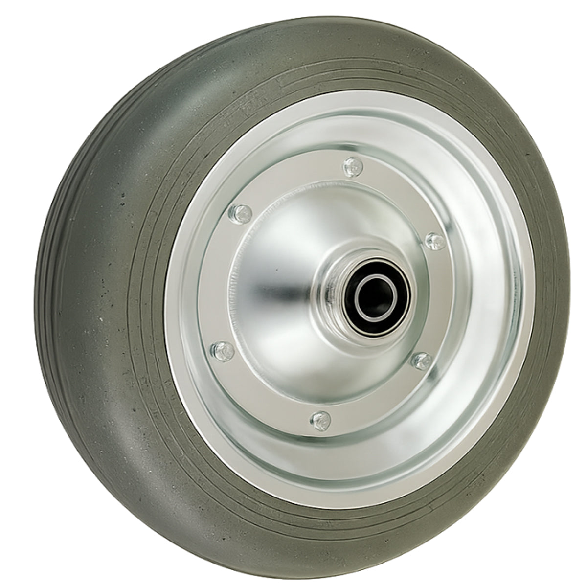 Ersatzrad Ø300 mm – Graues, nicht abfärbendes Vollgummi Industrierad mit Kugellager für Transportwagen, Code: 100LLS/20