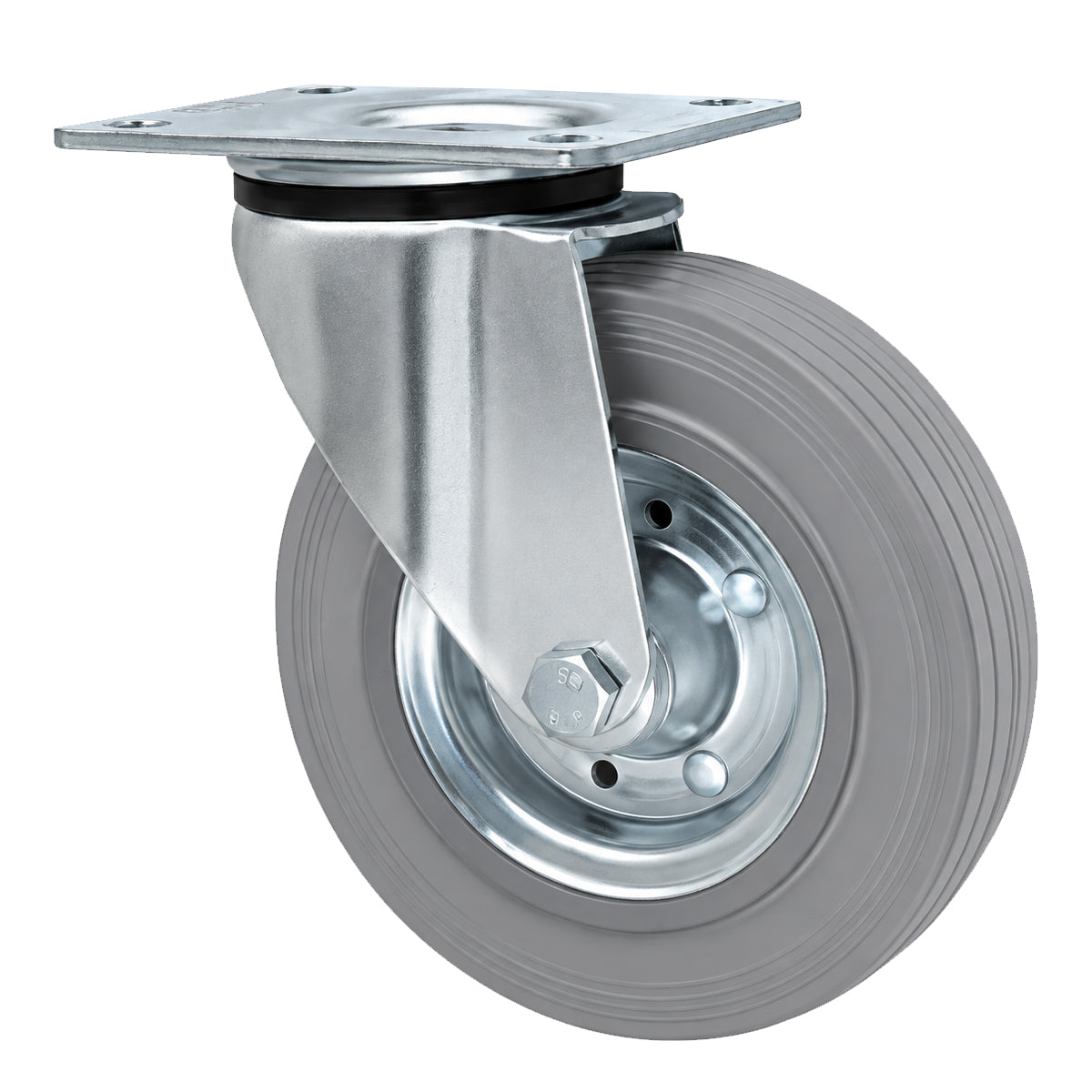 Metall-Gummiräder mit Befestigungsplatte Lenkrolle Ø180 mm mit Platte Code: 52S