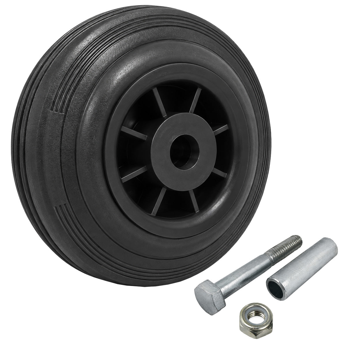 Kunststoff-Gummirrad Ø 125 mm Industrie Gummirad mit Montagesatz Code: 21TX