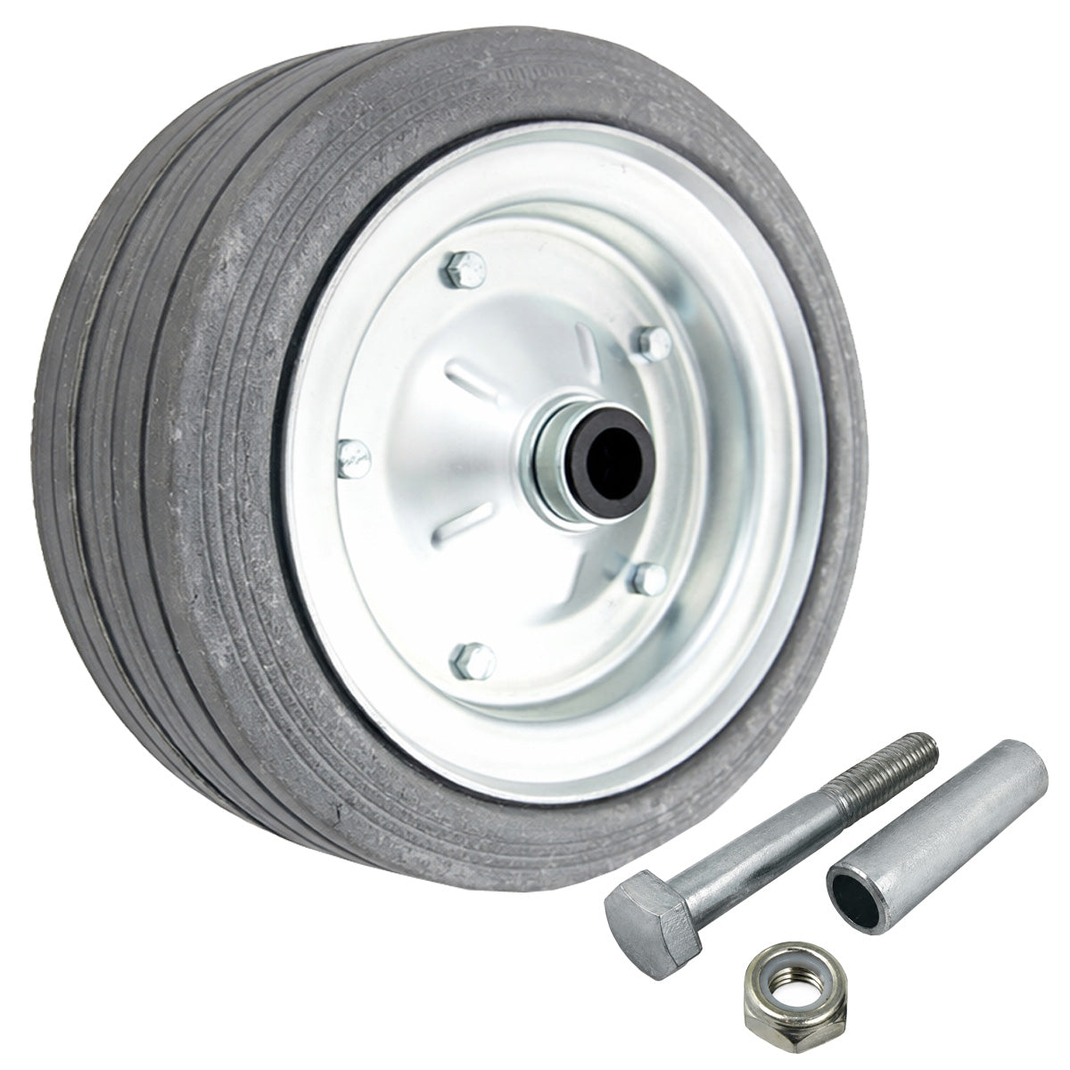 Metall-Gummiräder 250 mm mit Montage-Set – robuste Räder für Transport & Industrie Code: 91S