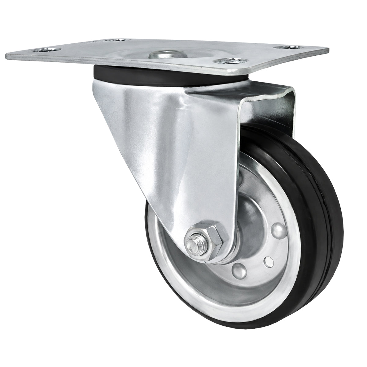 Metall-Gummiräder mit Befestigungsplatte Lenkrolle mit Platte 80 mm Code: 3L