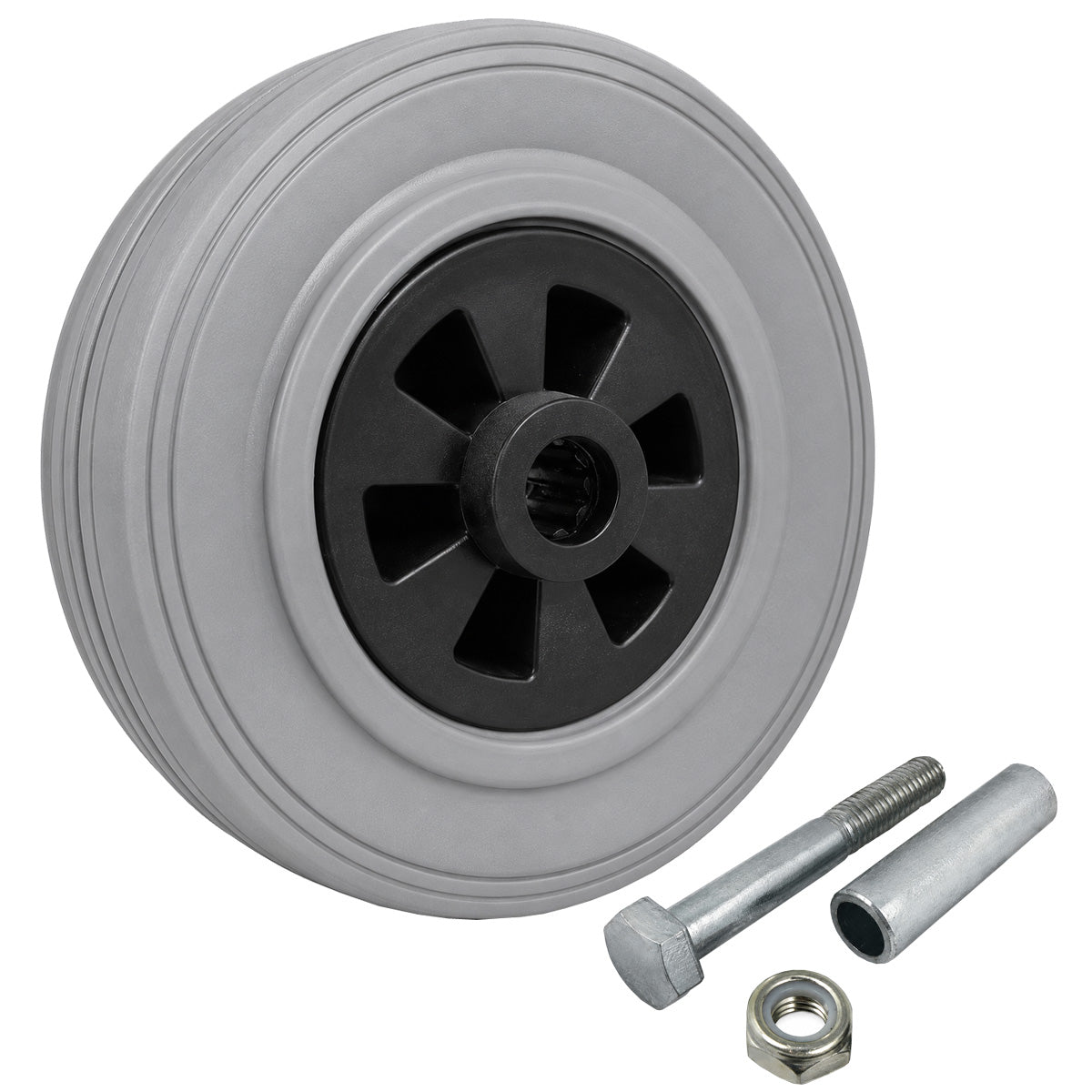 Kunststoff-Gummirrad Ø 180 mm Industrie Gummirad mit Montagesatz Code: 51TS