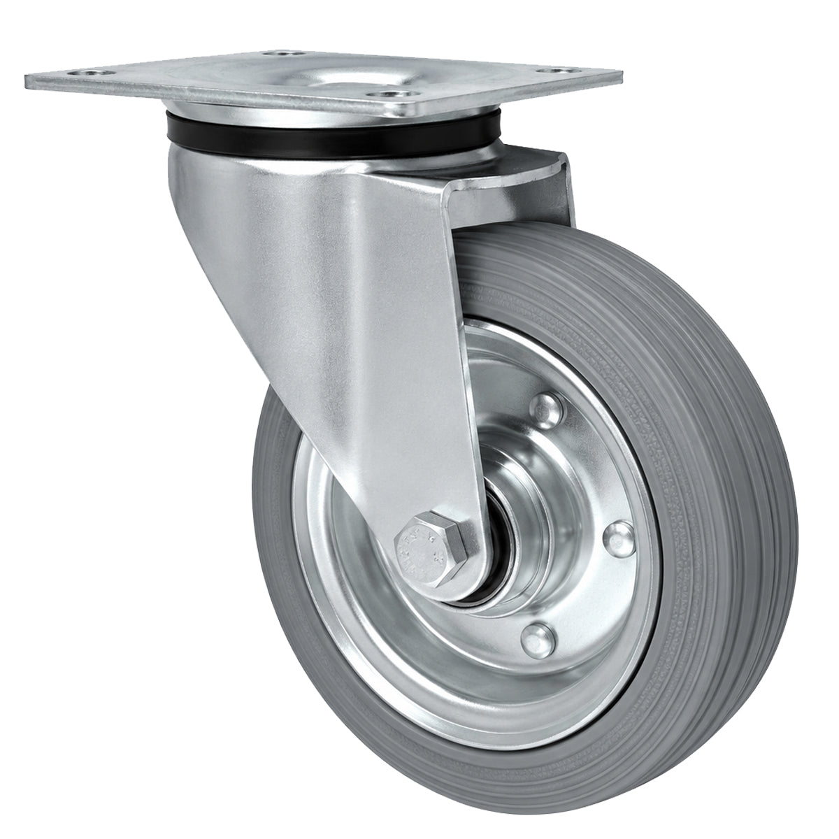 Metall-Gummiräder mit Befestigungsplatte Lenkrolle Ø160 mm mit Platte Code: 42NSLW