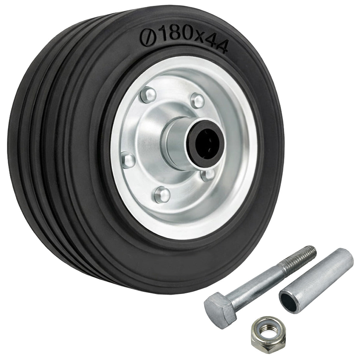 Metall-Gummiräder 180 mm mit Montage-Set – robuste Räder für Transport & Industrie Code: 51