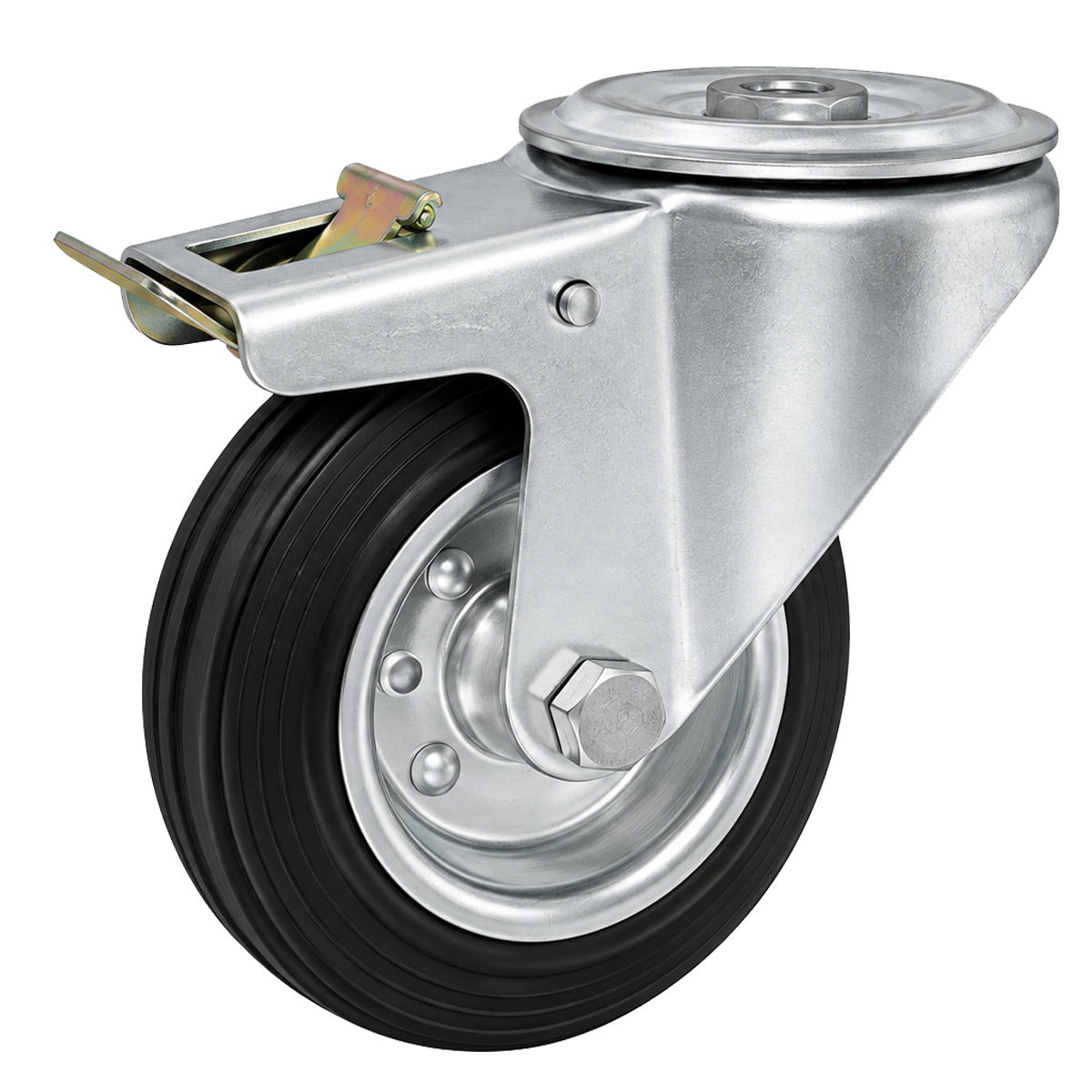 Metall-Gummiräder mit Befestigungsstift mit Zentralbohrung und Bremse Ø100 mm Code: 17H