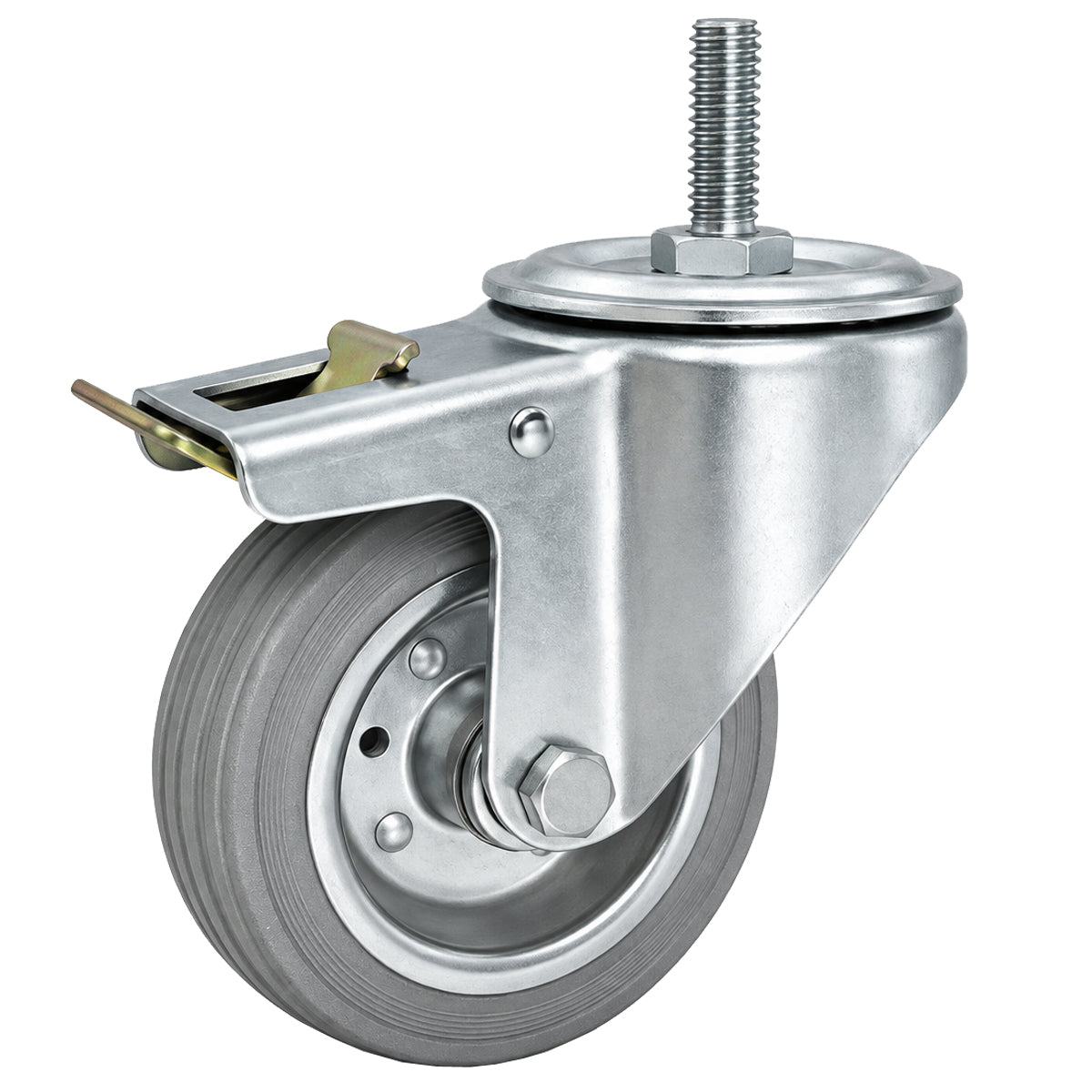 Metall-Gummiräder mit Befestigungsstift und Bremse Lenkrollen  Ø100 mm Code: 16SH*M10
