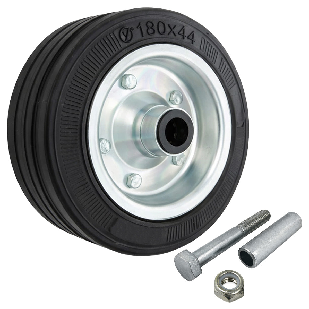 Metall-Gummiräder 180 mm mit Montage-Set – robuste Räder für Transport & Industrie Code: 51N