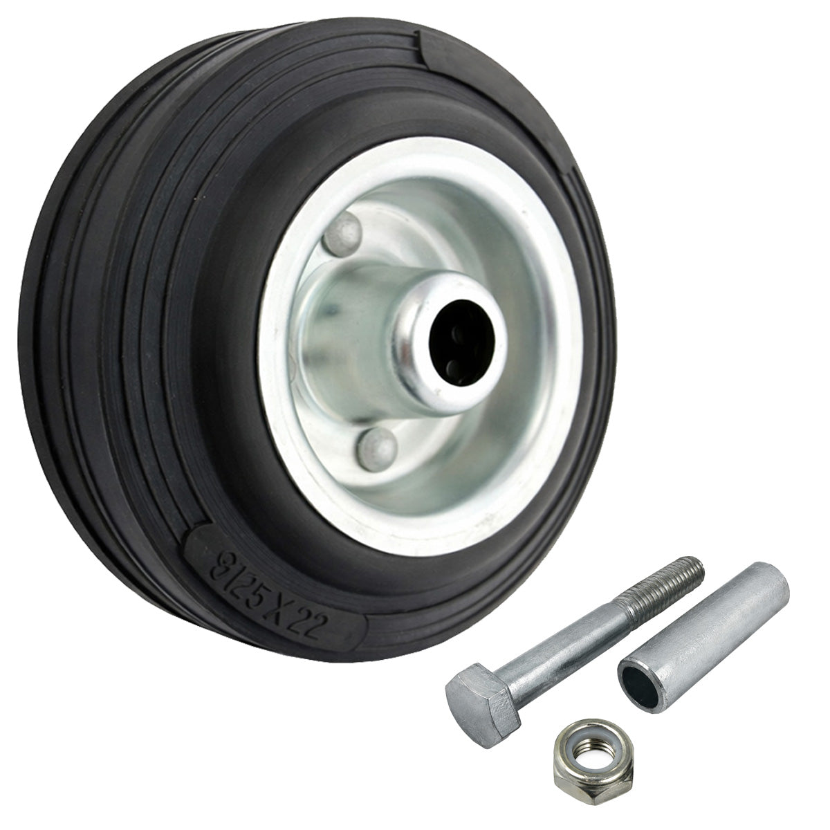 Metall-Gummiräder 125 mm mit Montage-Set – robuste Räder für Transport & Industrie Code: 21