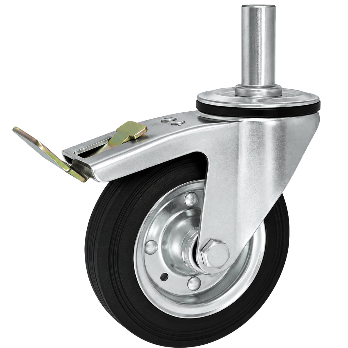 Metall-Gummiräder mit Befestigungsstift und Bremse Lenkrollen  Ø160 mm Code: 46H*25