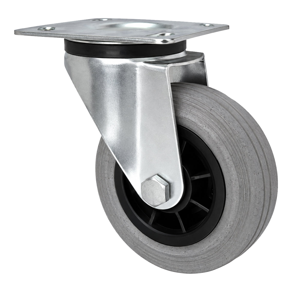 Kunststoff-Gummirrad mit Anschraubplatte Lenkrolle Ø125 mm mit Platte Code: 22MTS