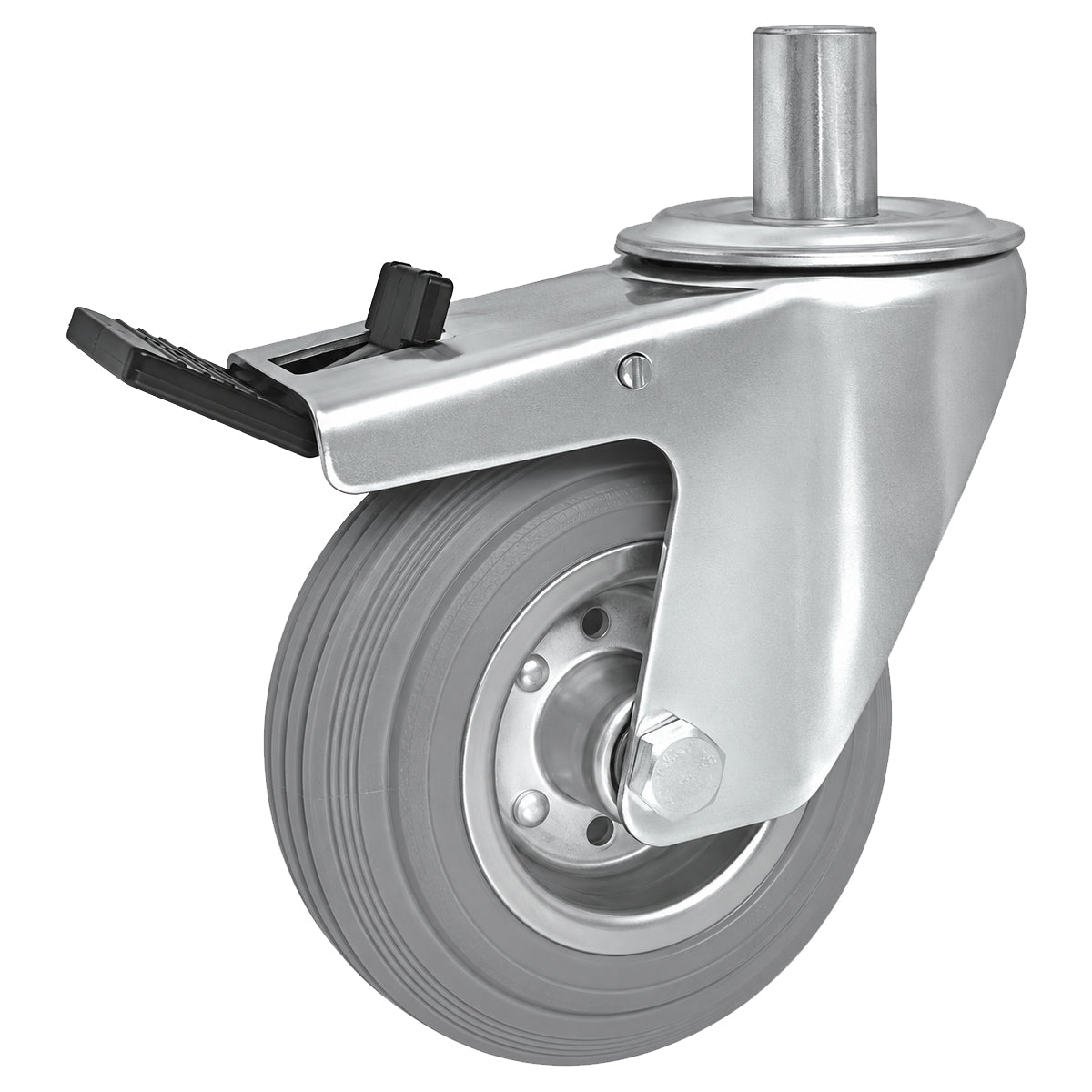 Metall-Gummiräder mit Befestigungsstift und Bremse Lenkrollen  Ø125 mm Code: 26MSH*24