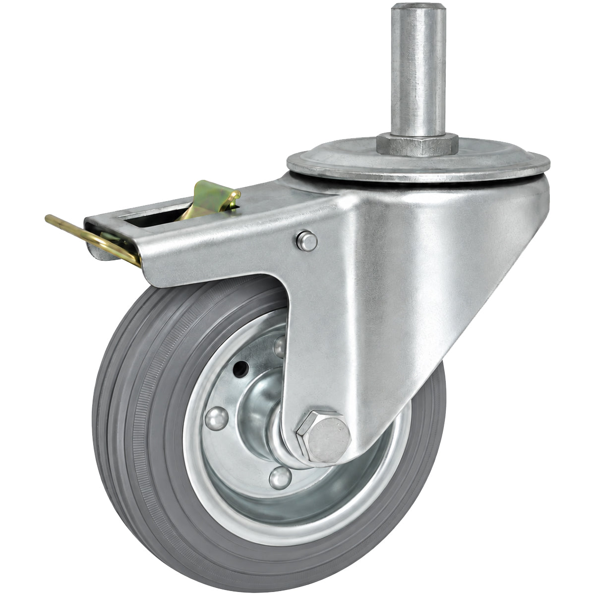 Metall-Gummiräder mit Befestigungsstift und Bremse Lenkrollen  Ø100 mm Code: 16SH*15