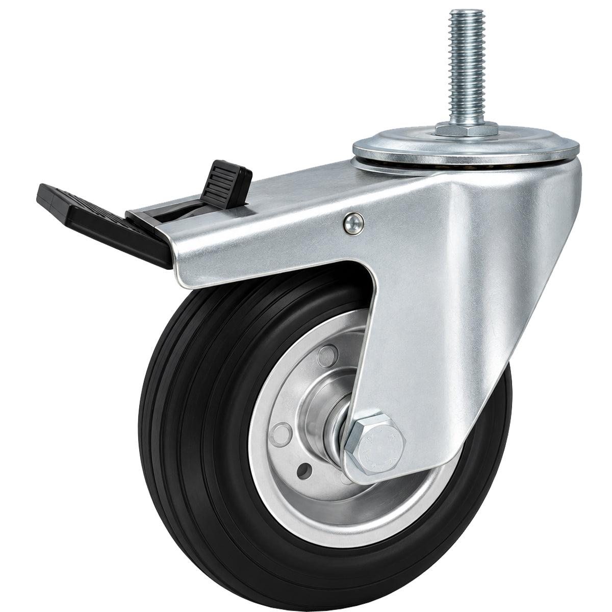 Metall-Gummiräder mit Befestigungsstift und Bremse Lenkrollen  Ø125 mm Code: 26MH*M10