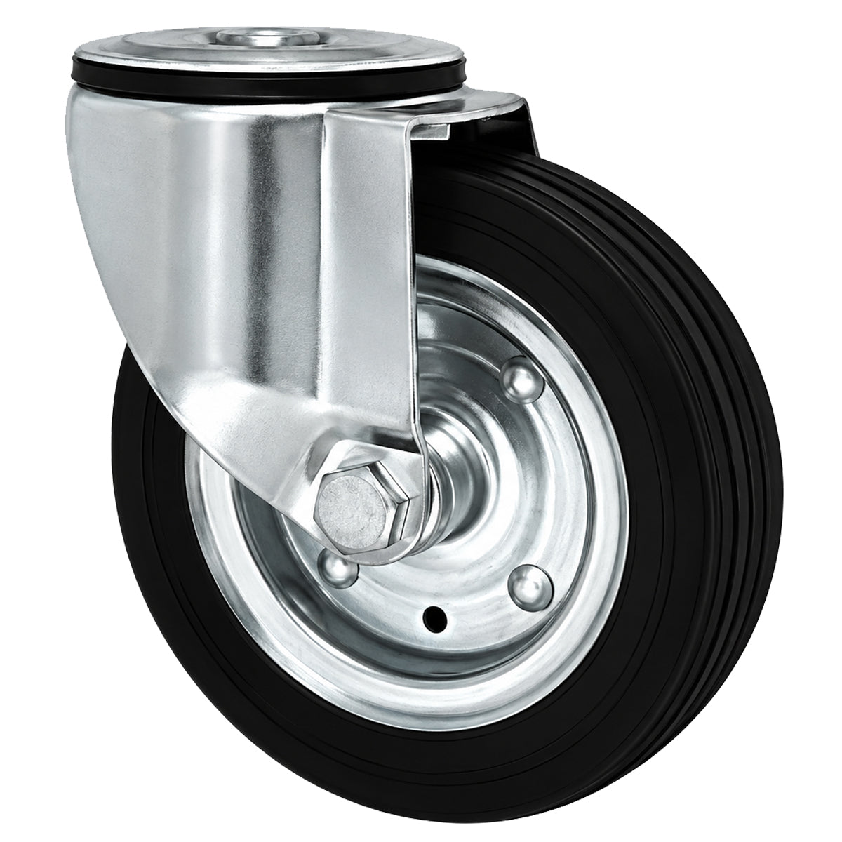 Metall-Gummiräder mit Befestigungsstift mit Zentralbohrung  Ø150 mm Code: 77