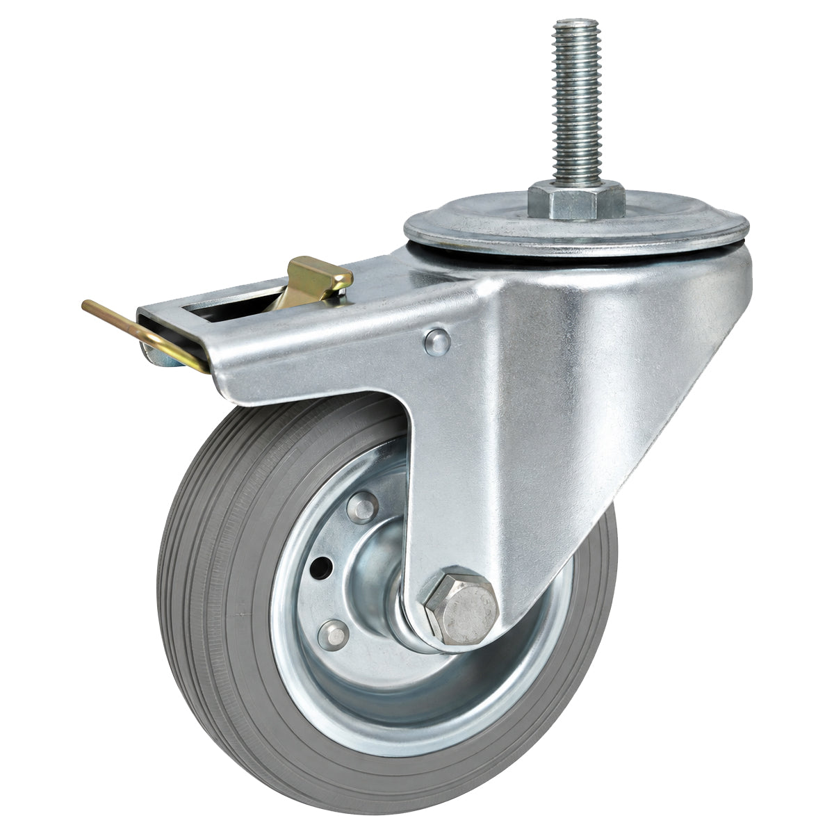 Metall-Gummiräder mit Befestigungsstift und Bremse Lenkrollen  Ø100 mm Code: 16SH*M12