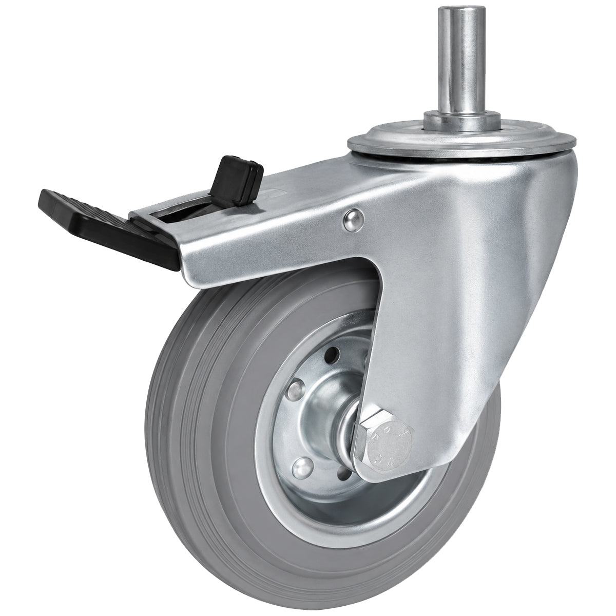 Metall-Gummiräder mit Befestigungsstift und Bremse Lenkrollen  Ø125 mm Code: 26MSH*15