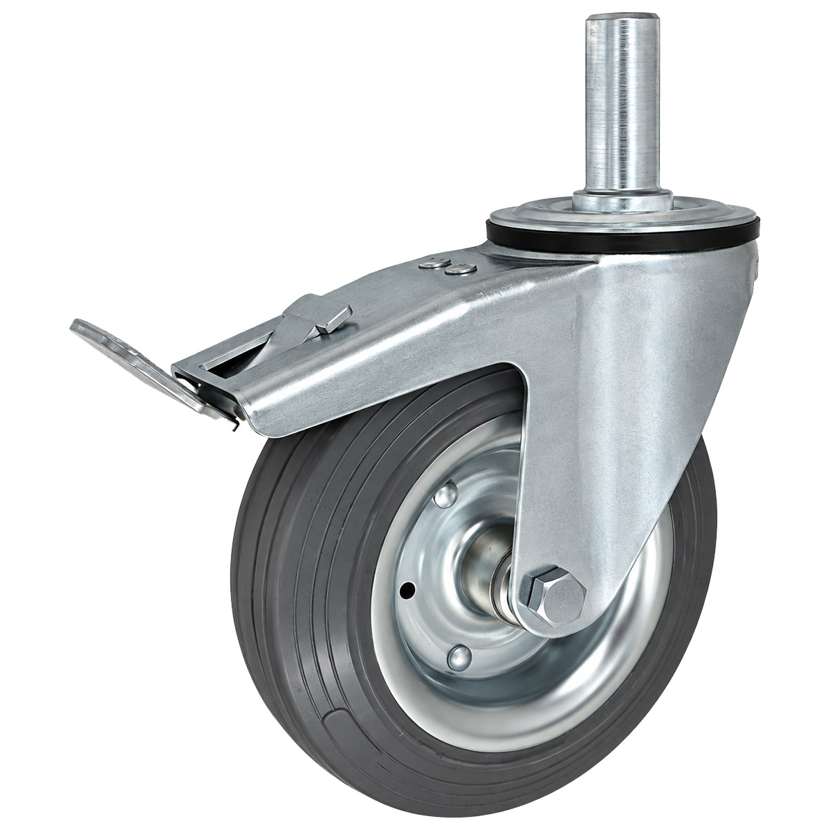 Metall-Gummiräder mit Befestigungsstift und Bremse Lenkrollen  Ø200 mm Code: 66SH*28