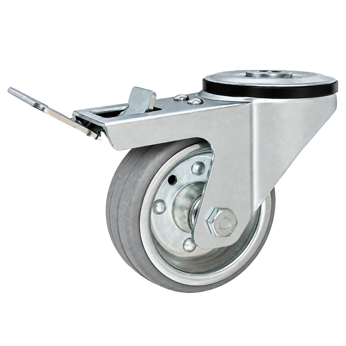 Metall-Gummiräder mit Befestigungsstift mit Zentralbohrung und Bremse Ø80 mm Code: 8SH/10