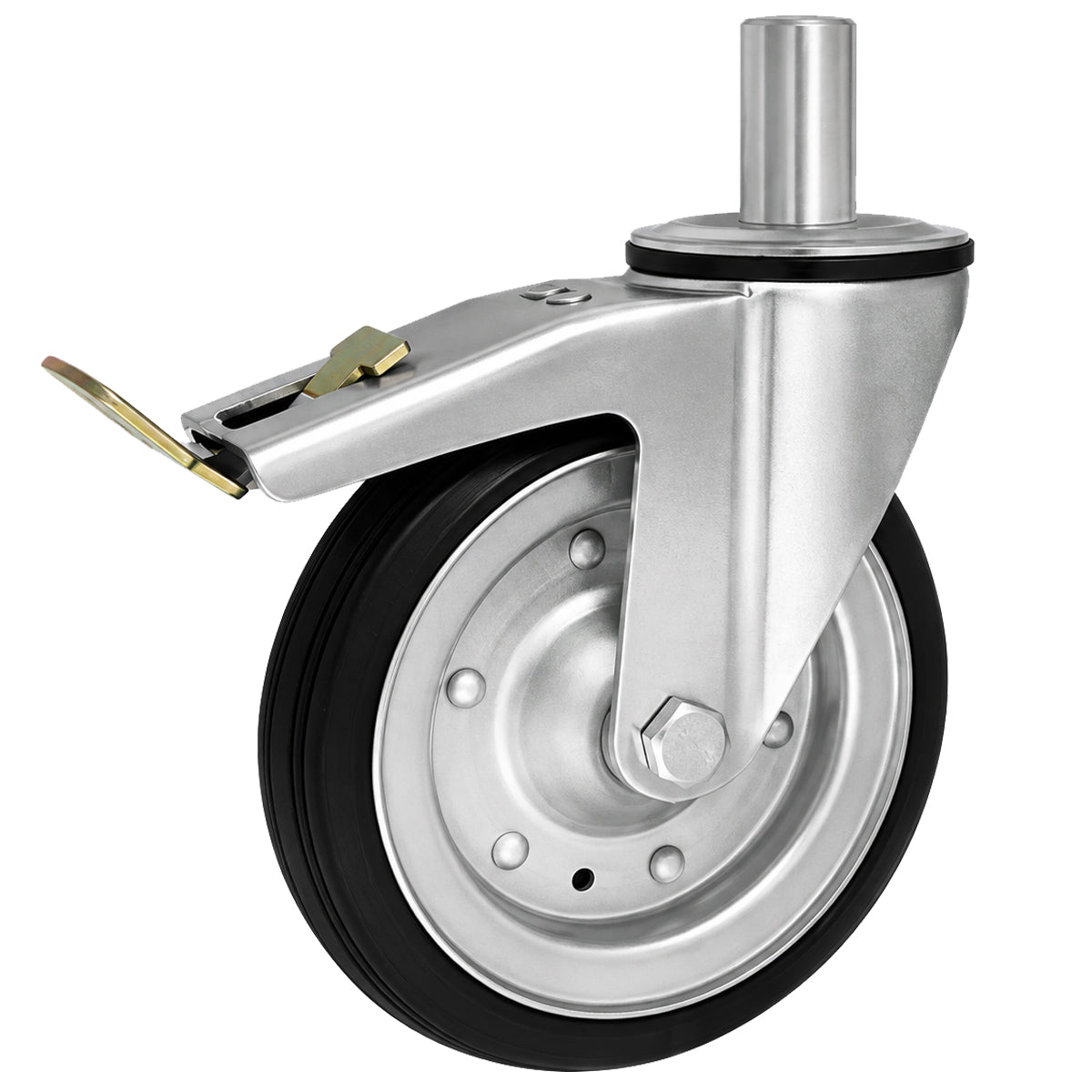 Metall-Gummiräder mit Befestigungsstift und Bremse Lenkrollen  Ø200 mm Code: 66RH*32