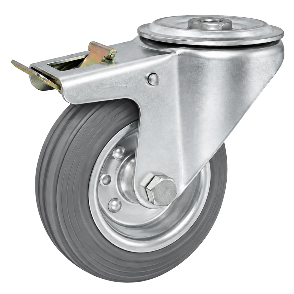 Metall-Gummiräder mit Befestigungsstift mit Zentralbohrung und Bremse Ø100 mm Code: 17SH